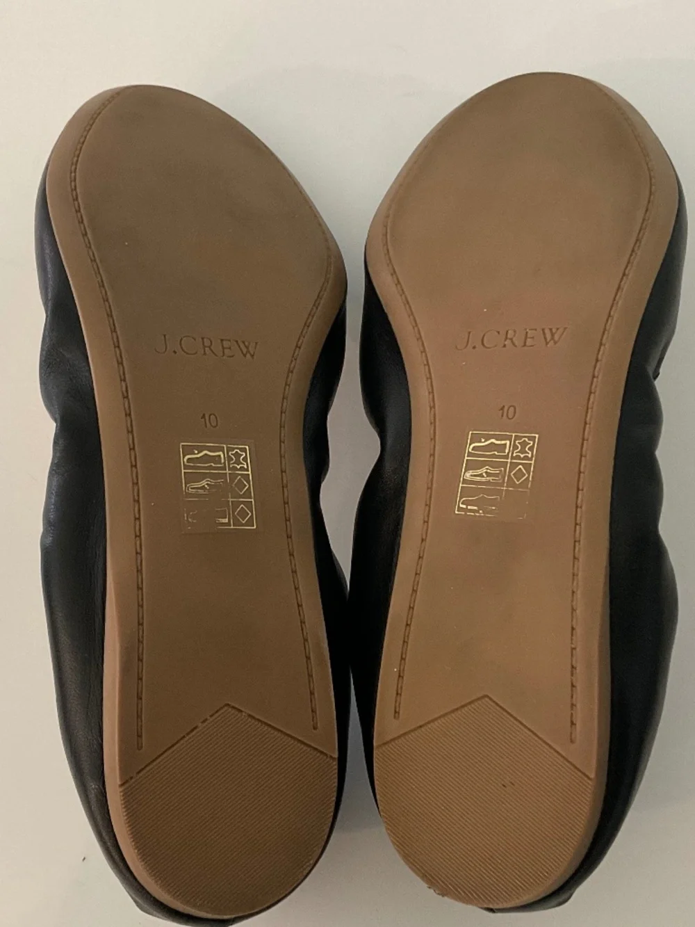 J. CREW Emma Black Leather Ballet Flats Size 10